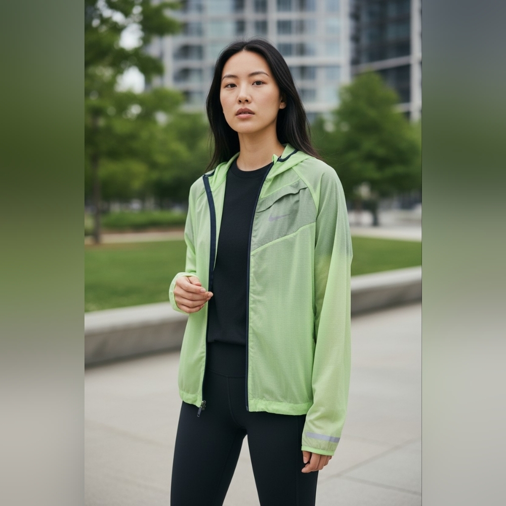 Nike Women's Impossibly Light Reflective Running Jacket Lime Black Medium